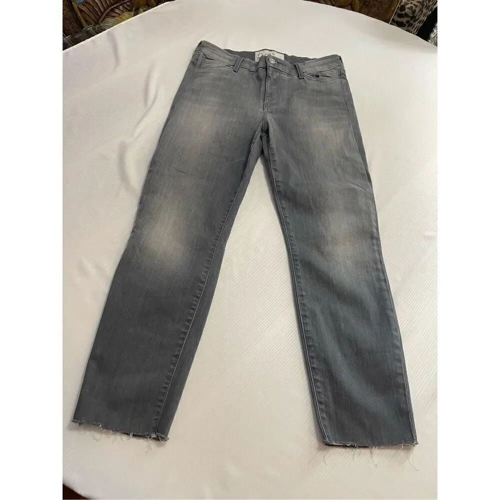 Frank & Eileen Sligo Jeans Womens 29 Gray Denim Stretch Raw Hem Skinny Crop
